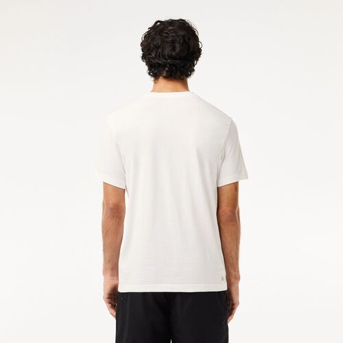 Camiseta Blanca Lacoste Sport con Cocodrilo Negro en 3D L