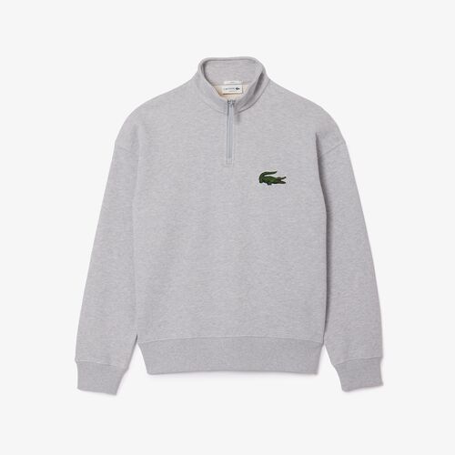 Sudadera Gris Lacoste Cuello Alto y Cremallera Jogger  S