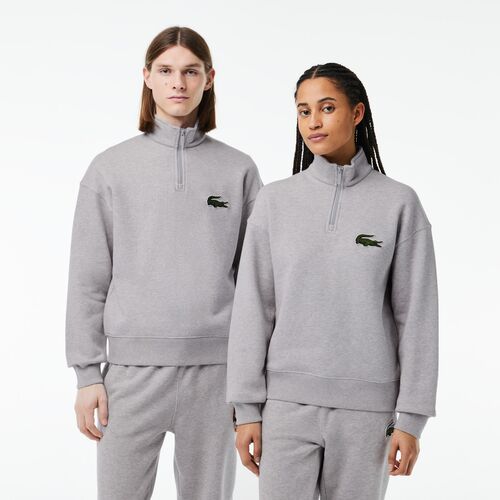 Sudadera Gris Lacoste Cuello Alto y Cremallera Jogger  S