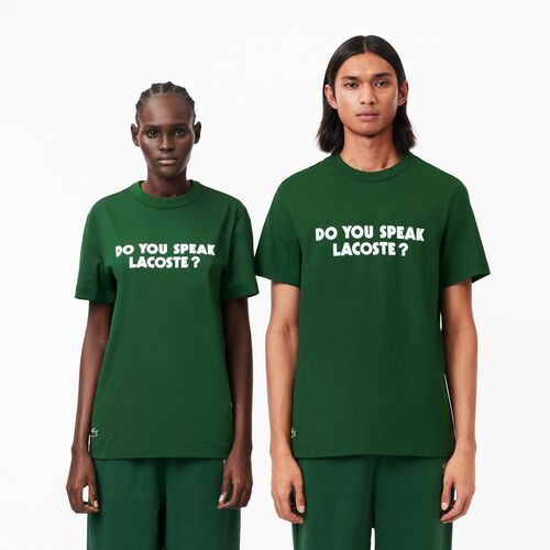 Camiseta Verde Lacoste Efecto Piqué Do You Speak Lacoste? L