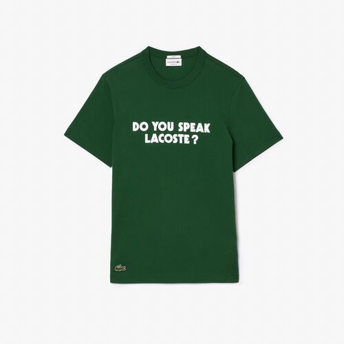 Camiseta Verde Lacoste Efecto Piqué Do You Speak Lacoste? L