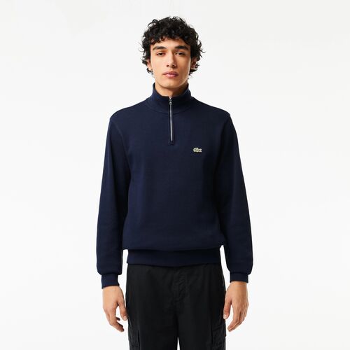 Sudadera Azul Marino Lacoste con Cuello Alto y Cremallera S