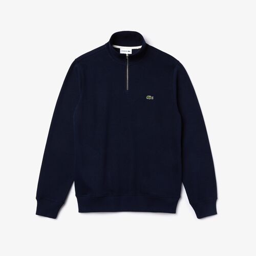 Sudadera Azul Marino Lacoste con Cuello Alto y Cremallera S