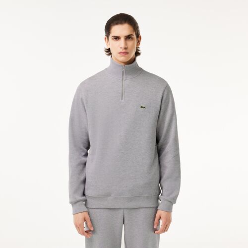 Sudadera Gris Lacoste con Cuello Alto y Cremallera M