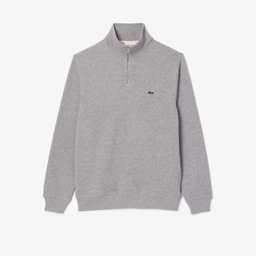 Sudadera Gris Lacoste con Cuello Alto y Cremallera M