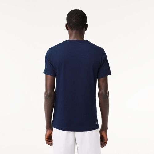 Camiseta Azul Marino Lacoste Ultra-Dry con Cocodrilo  S