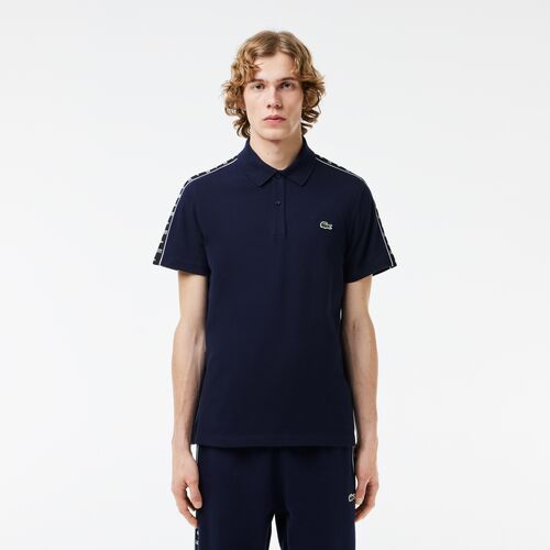 Polo Azul Marino Lacoste de Piqu Elstico con Raya y Logo S