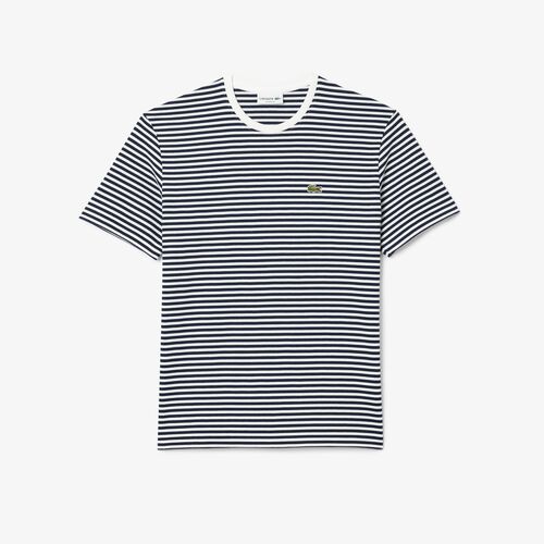 Camiseta Blanco-Azul Marino Lacoste de Rayas L