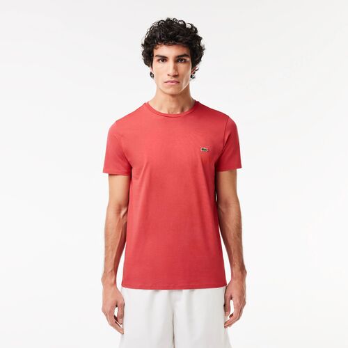 Camiseta Roja Lacoste Pima con Cuello Redondo S