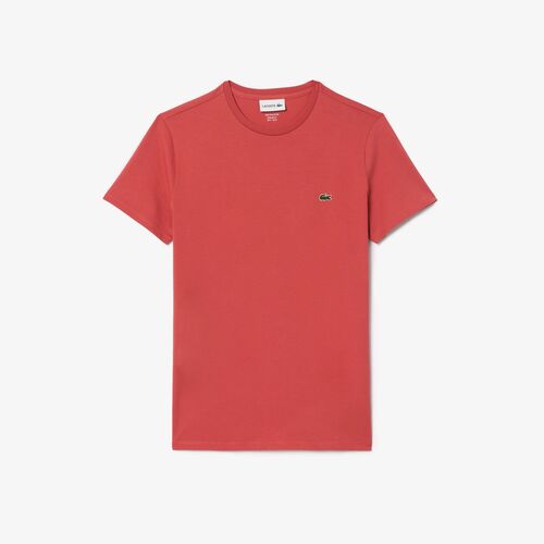 Camiseta Roja Lacoste Pima con Cuello Redondo S