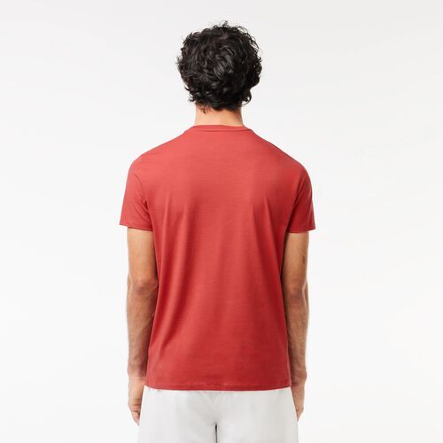 Camiseta Roja Lacoste Pima con Cuello Redondo L
