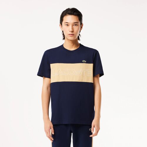 Camiseta Azul-Beige Laocste Regular Fit Color Block M