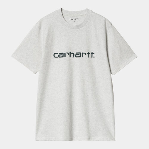 Camiseta Gris Carhartt Script T-Shirt Ash Heather - Duck Blue L