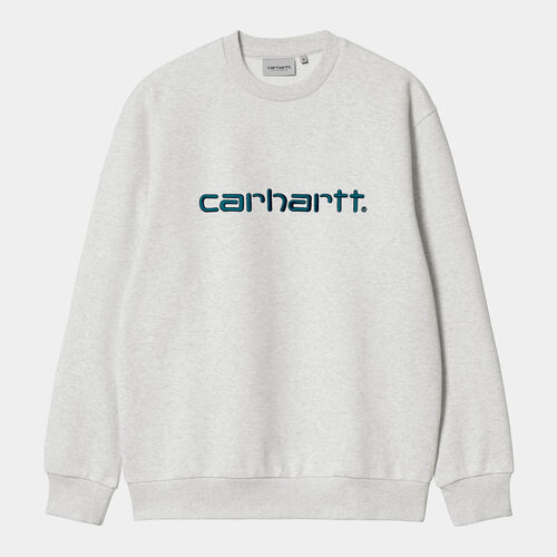 Sudadera Gris Carhartt sin capucha Sweat Ash Heather - Duck Blue L