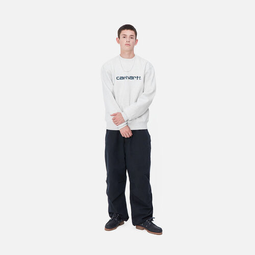Sudadera Gris Carhartt sin capucha Sweat Ash Heather - Duck Blue L